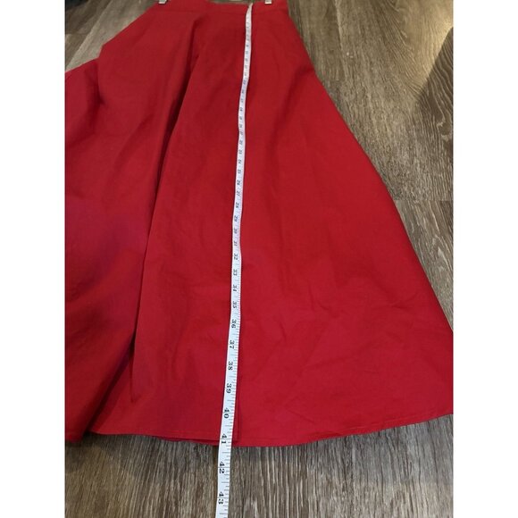 Mare Mare X Anthropologie Red Cotton Poplin Maxi Skirt Slit Size Small - Picture 7 of 7